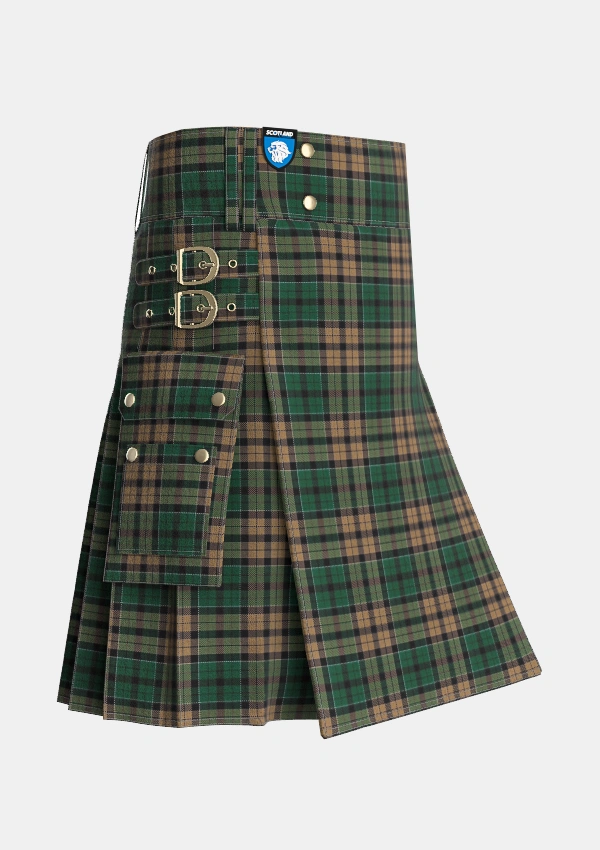 Utility_Sackett_Tartan_6918_kilt_side_image_with_pleated_design_and_adjustable_buckles_for_men
