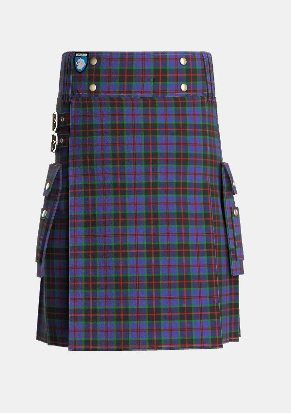 Utility_Sandberg_Tartan_6860_kilt_front_image_with_pleated_design_and_adjustable_buckles_for_men