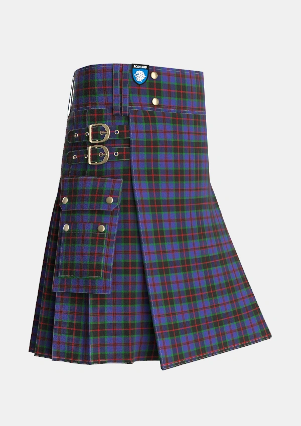 Utility_Sandberg_Tartan_6860_kilt_side_image_with_pleated_design_and_adjustable_buckles_for_men