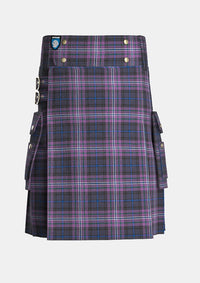 Utility_Scotland_Forever_tartan_6038_kilt_front_image_with_pleated_design_and_adjustable_buckles_for_men