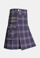 Utility_Scotland_Forever_tartan_6038_kilt_side_image_with_pleated_design_and_adjustable_buckles_for_men