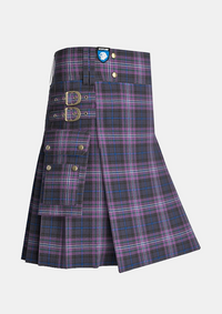Utility_Scotland_Forever_tartan_6038_kilt_side_image_with_pleated_design_and_adjustable_buckles_for_men