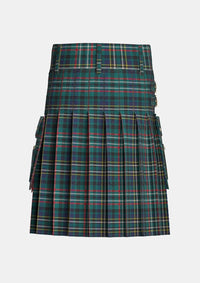 Utility_Scott_Green_Modern_Tartan_kilt_back_image_with_pleated_design_and_adjustable_buckles_for_men