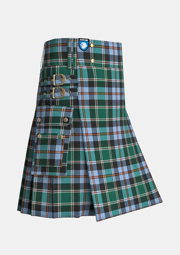Utility_Scottish_Colorado_State_Tartan_kilt_side_image_with_pleated_design_and_adjustable_buckles_for_men
