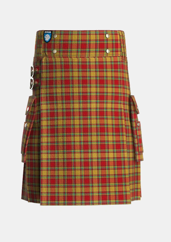 Utility_Scrimgeour_of_Glassary_Tartan_3192_kilt_front_image_with_pleated_design_and_adjustable_buckles_for_men