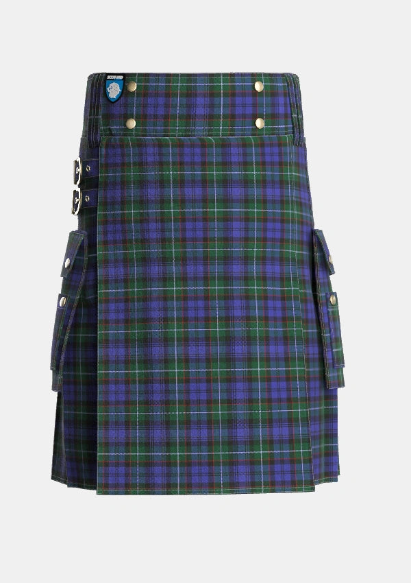 Utility_Sempill_Tartan_2420_kilt_front_image_with_pleated_design_and_adjustable_buckles_for_men