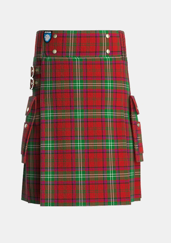 Utility_Seton_Tartan_932_kilt_front_image_with_pleated_design_and_adjustable_buckles_for_men