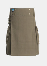 Utility_Shepherd_Brown_White_Tartan_3205_kilt_front_image_with_pleated_design_and_adjustable_buckles_for_men