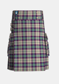 Utility_Shiel_Purple_Tartan_7583_kilt_front_image_with_pleated_design_and_adjustable_buckles_for_men
