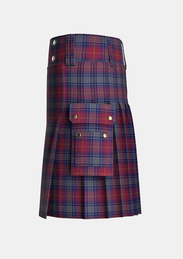 Utility_Shields_J_Family_Tartan_13869_kilt_left_image_with_pleated_design_and_adjustable_buckles_for_men