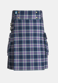 Utility_Sibbald_Blue_Tartan_11024_kilt_front_image_with_pleated_design_and_adjustable_buckles_for_men