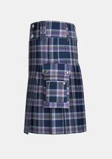 Utility_Sibbald_Blue_Tartan_11024_kilt_left_image_with_pleated_design_and_adjustable_buckles_for_men