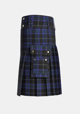 Utility_Silver_Thistle_Tartan_6686_kilt_left_image_with_pleated_design_and_adjustable_buckles_for_men