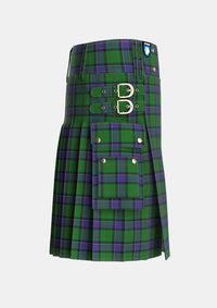 Utility_Sinclair_Hunting_VS_Tartan_889_kilt_right_image_with_pleated_design_and_adjustable_buckles_for_men