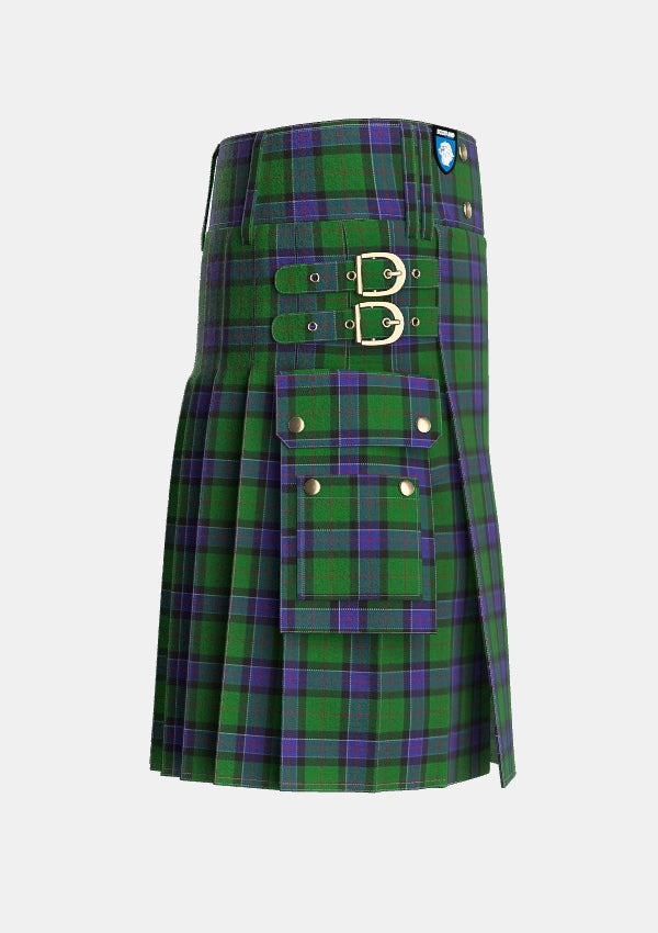 Utility_Sinclair_Hunting_VS_Tartan_889_kilt_right_image_with_pleated_design_and_adjustable_buckles_for_men