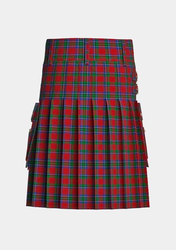 Utility_Sinclair_tartan_1437_kilt_back_image_with_pleated_design_and_adjustable_buckles_for_men