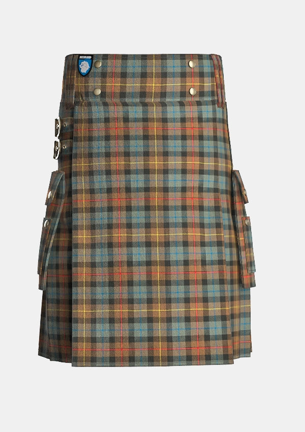 Utility_Smith_Weathered_tartan_kilt_front_image_with_pleated_design_and_adjustable_buckles_for_men
