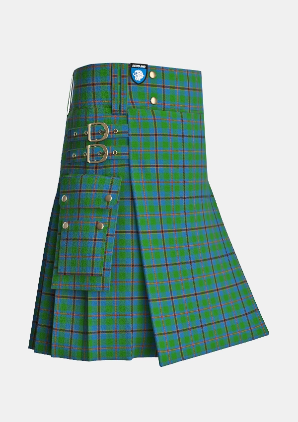 Utility_Snodgrass_Tartan_1216_kilt_side_image_with_pleated_design_and_adjustable_buckles_for_men