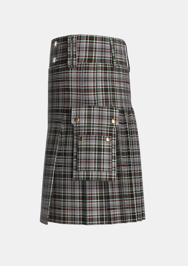 Utility_Southwick_Tartan_2642_kilt_left_image_with_pleated_design_and_adjustable_buckles_for_men