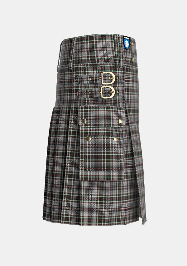 Utility_Southwick_Tartan_2642_kilt_right_image_with_pleated_design_and_adjustable_buckles_for_men