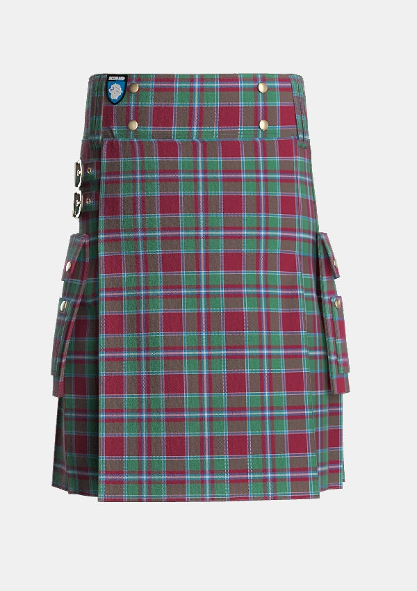 Utility_Spens_Spence_Tartan_1671_kilt_front_image_with_pleated_design_and_adjustable_buckles_for_men