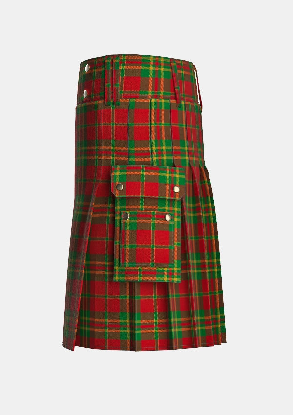 Utility_Spice_Apple_Tartan_5314_kilt_left_image_with_pleated_design_and_adjustable_buckles_for_men