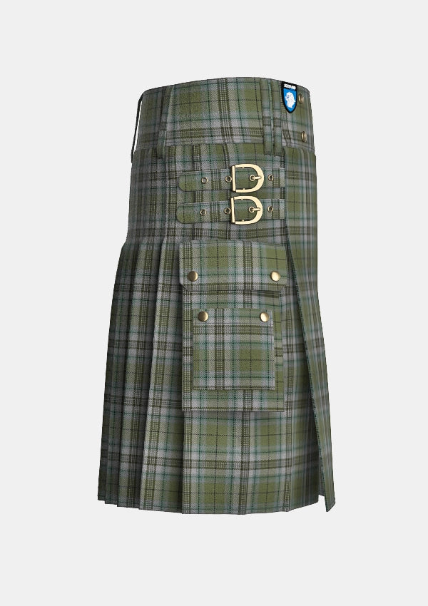 Utility_Spirit_of_Loch_Ness_tartan_13611_kilt_right_image_with_pleated_design_and_adjustable_buckles_for_men