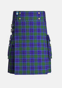 Utility_St_Lawrence_Tartan_1030_kilt_front_image_with_pleated_design_and_adjustable_buckles_for_men