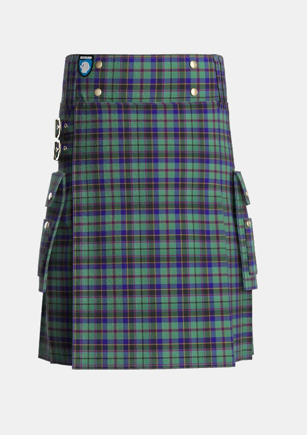 Utility_Stephenson_2_Tartan_517_kilt_front_image_with_pleated_design_and_adjustable_buckles_for_men