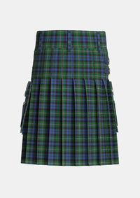 Utility_Stephenson_Hunting_Tartan_3222_kilt_back_image_with_pleated_design_and_adjustable_buckles_for_men