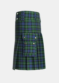 Utility_Stephenson_Hunting_Tartan_3222_kilt_left_image_with_pleated_design_and_adjustable_buckles_for_men
