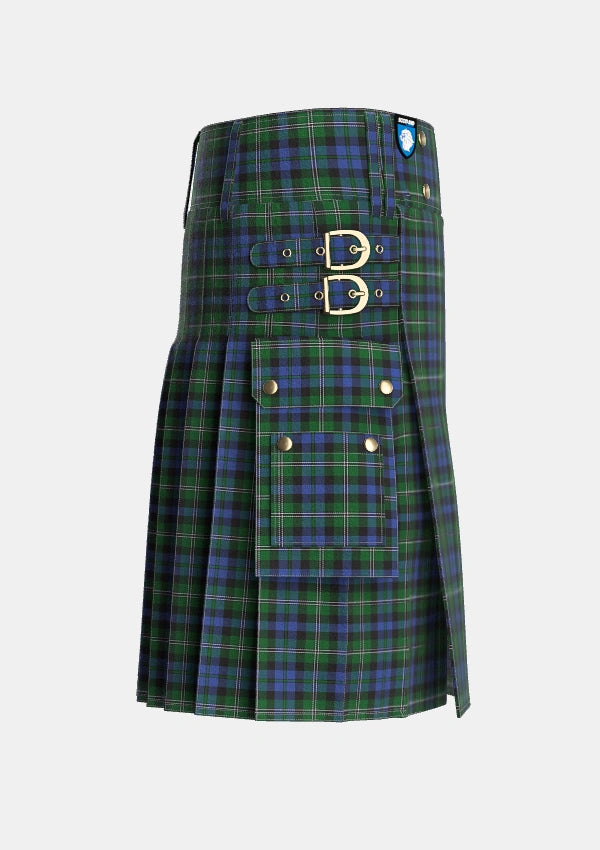 Utility_Stephenson_Hunting_Tartan_3222_kilt_right_image_with_pleated_design_and_adjustable_buckles_for_men