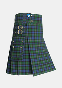 Utility_Stephenson_Hunting_Tartan_3222_kilt_side_image_with_pleated_design_and_adjustable_buckles_for_men
