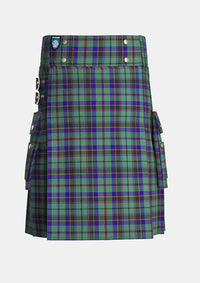 Utility_Stephenson_Tartan_517_kilt_front_image_with_pleated_design_and_adjustable_buckles_for_men
