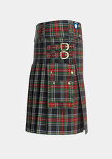 Utility_Stewart_Black_3_Tartan_1073_kilt_right_image_with_pleated_design_and_adjustable_buckles_for_men