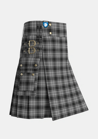 Utility_Stewart_Mourning_3_Tartan_1247_kilt_side_image_with_pleated_design_and_adjustable_buckles_for_men