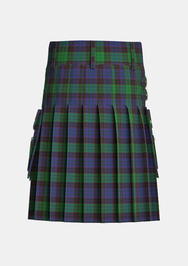 Utility_Stewart_Old_Tartan_319_kilt_back_image_with_pleated_design_and_adjustable_buckles_for_men