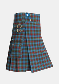 Utility_Stewart_Royal_Blue_Tartan_55_kilt_side_image_with_pleated_design_and_adjustable_buckles_for_men