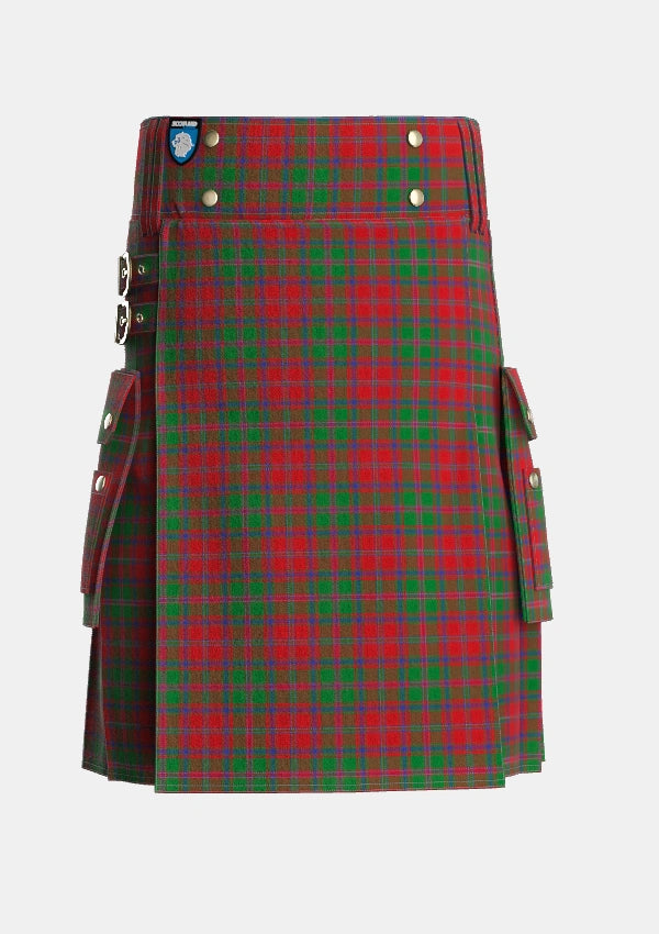 Utility_Stewart_of_Appin_Two_Tartan_839_kilt_front_image_with_pleated_design_and_adjustable_buckles_for_men
