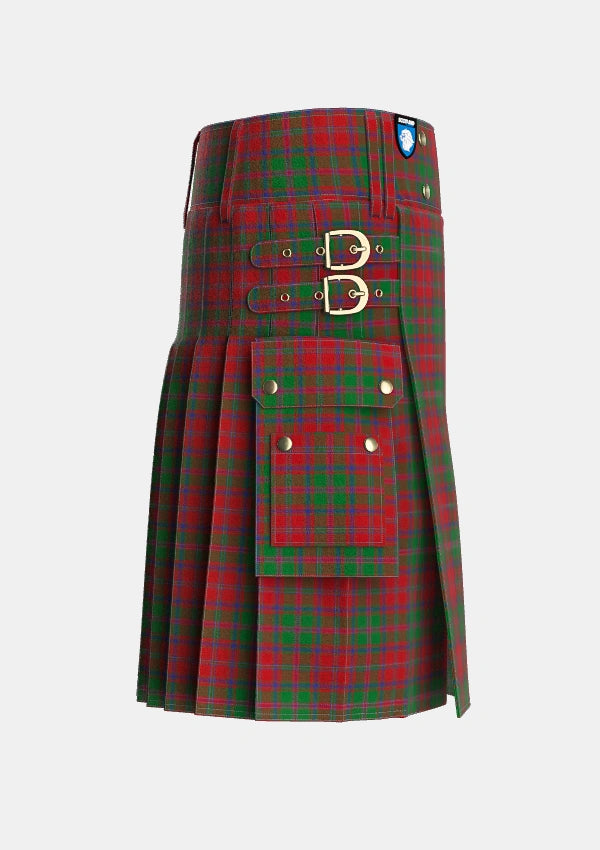 Utility_Stewart_of_Appin_Two_Tartan_839_kilt_right_image_with_pleated_design_and_adjustable_buckles_for_men