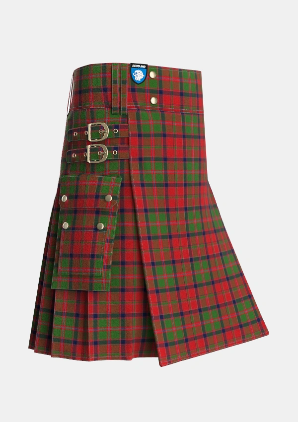 Utility_Stewart_of_Ardshiel_Tartan_73_kilt_side_image_with_pleated_design_and_adjustable_buckles_for_men
