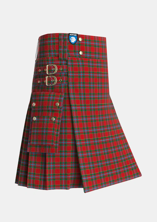 Utility_Stewart_of_Fingask_1_Tartan_1553_kilt_side_image_with_pleated_design_and_adjustable_buckles_for_men