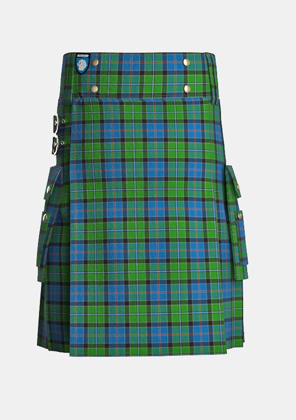 Utility_Stirling_tartan_6759_kilt_front_image_with_pleated_design_and_adjustable_buckles_for_men