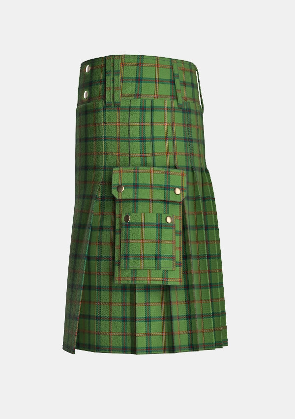 Utility_Strachan_Hunting_tartan_13033_kilt_left_image_with_pleated_design_and_adjustable_buckles_for_men