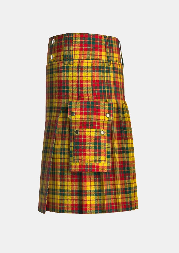 Utility_Strathearn_Tartan_1890_kilt_left_image_with_pleated_design_and_adjustable_buckles_for_men