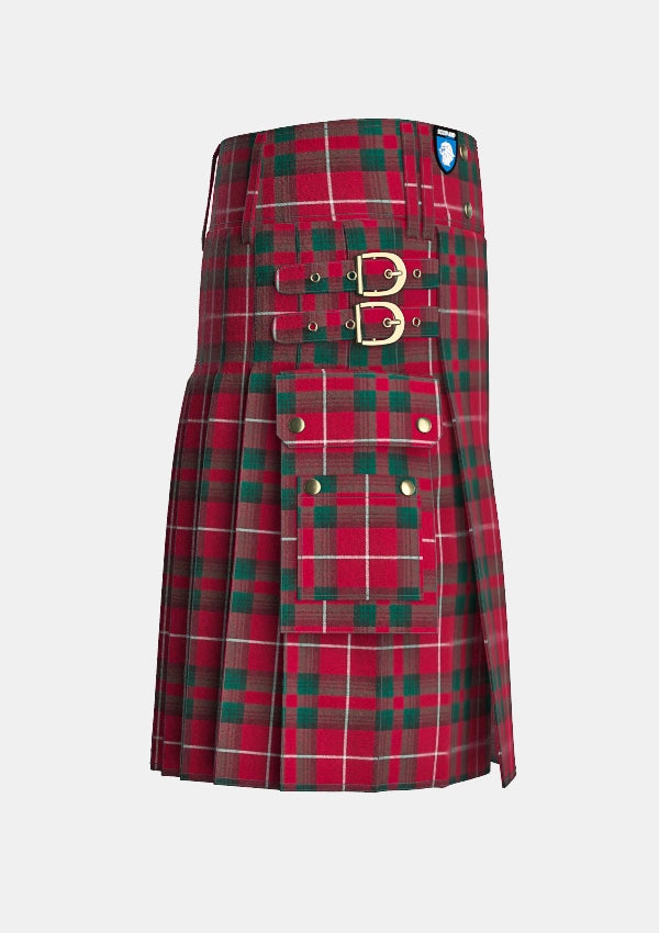 Utility_Stuart_of_Bute_tartan_1485_kilt_right_image_with_pleated_design_and_adjustable_buckles_for_men