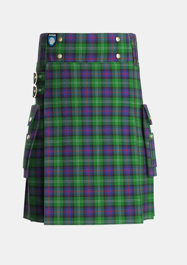 Utility_Sutherland_2_Tartan_930_kilt_front_image_with_pleated_design_and_adjustable_buckles_for_men
