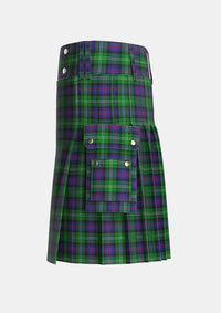 Utility_Sutherland_2_Tartan_930_kilt_left_image_with_pleated_design_and_adjustable_buckles_for_men