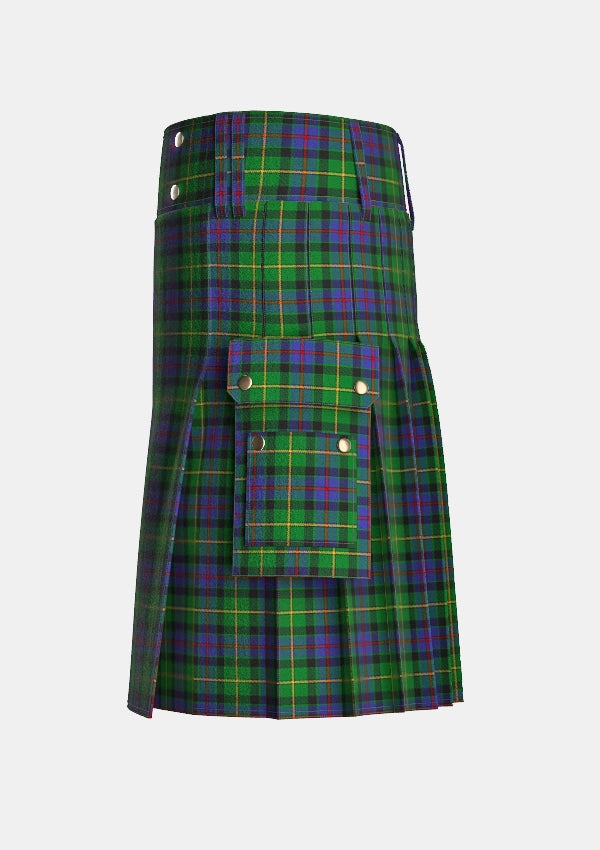 Utility_Tait_tartan_5949_kilt_left_image_with_pleated_design_and_adjustable_buckles_for_men