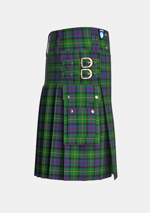 Utility_Tait_tartan_5949_kilt_right_image_with_pleated_design_and_adjustable_buckles_for_men